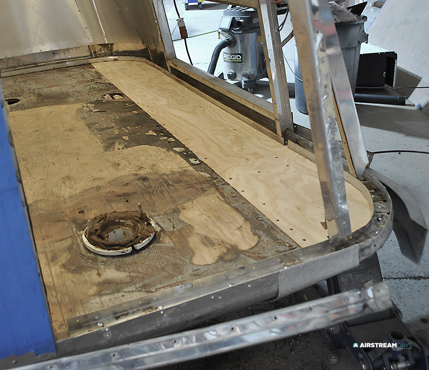 1959 Streamline trailer rotted subfloor after replacement.