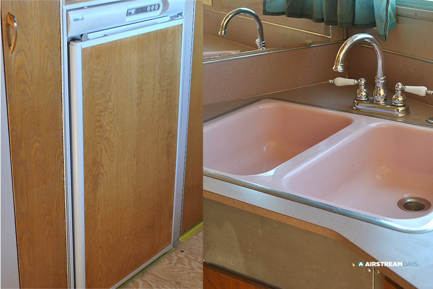 Pink sink in 1959 Streamline trailer