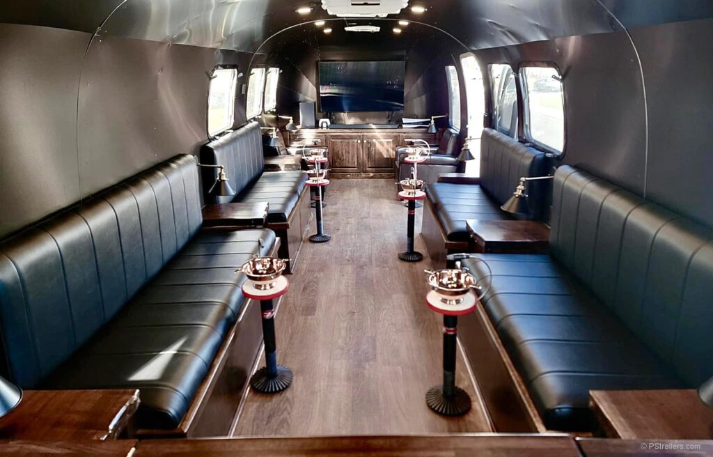 Airstream copper lined interior cigar and bourbon trailer