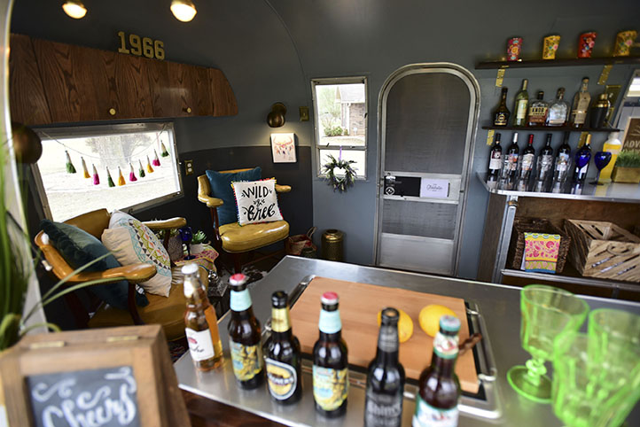 Gala Garage Airstream bar trailer interior