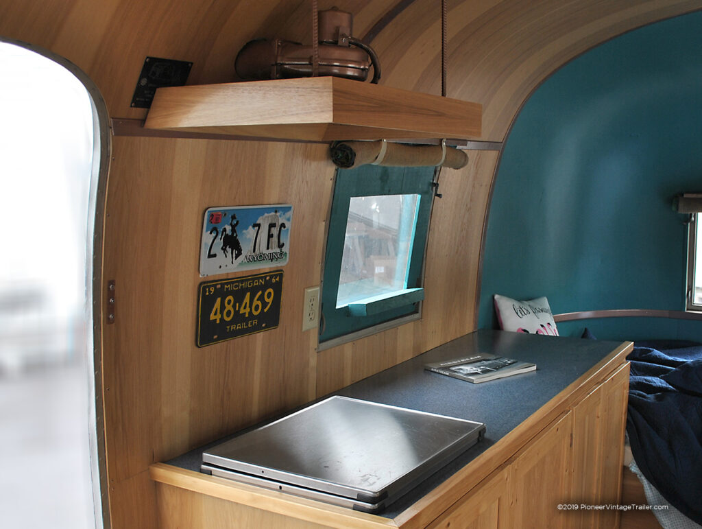 Hickory wrapped interior - 1964 Airstream Safari