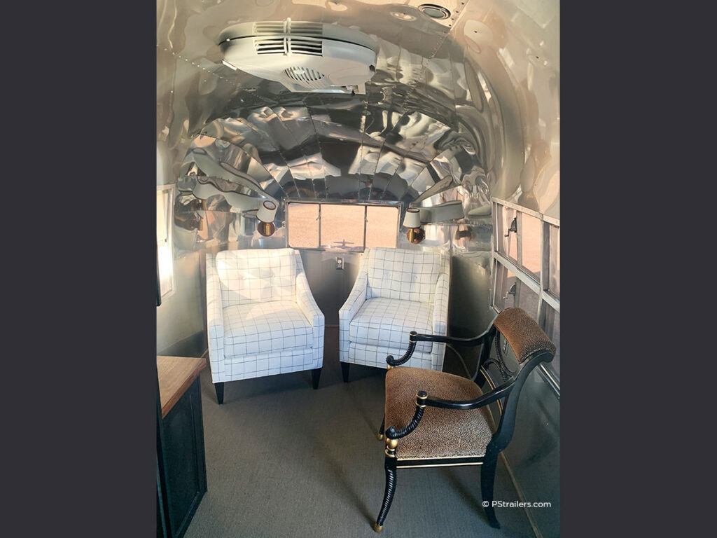 1957 Airstream Sovereign interior makeover w/regular chairs