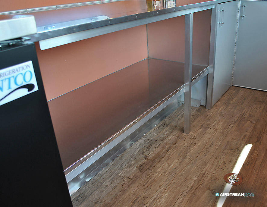 Stainless countertops and under counter shelving